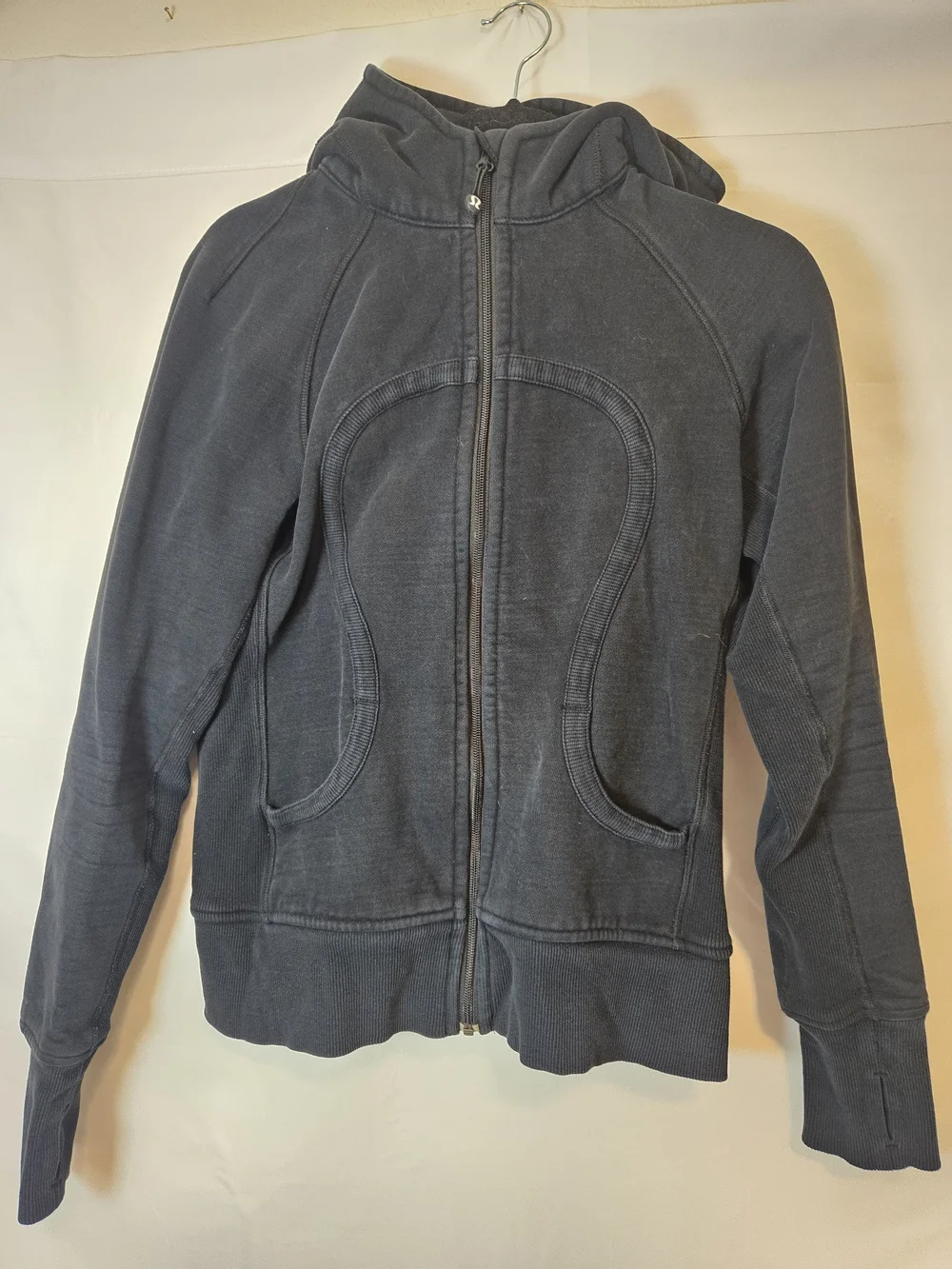 Black Scuba Zip-Up Hoodie with Hood Yoga Workout